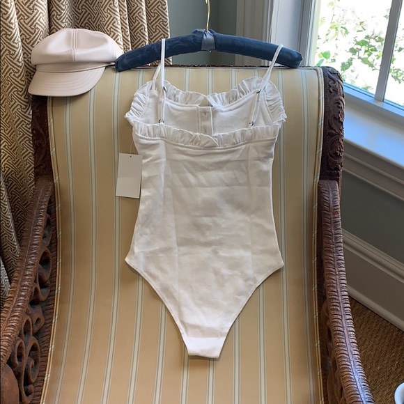 COTTON RIBBED BODYSUIT FEMININE RUFFLED TOP SURROUND QUALITY ALL RIBBED COTTON - Picture 6 of 10